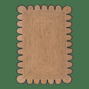 Jute Rugs | Handmade Black Trim Scalloped Jute Rug, 2′ x 3′ Jute Rugs Jute Rugs