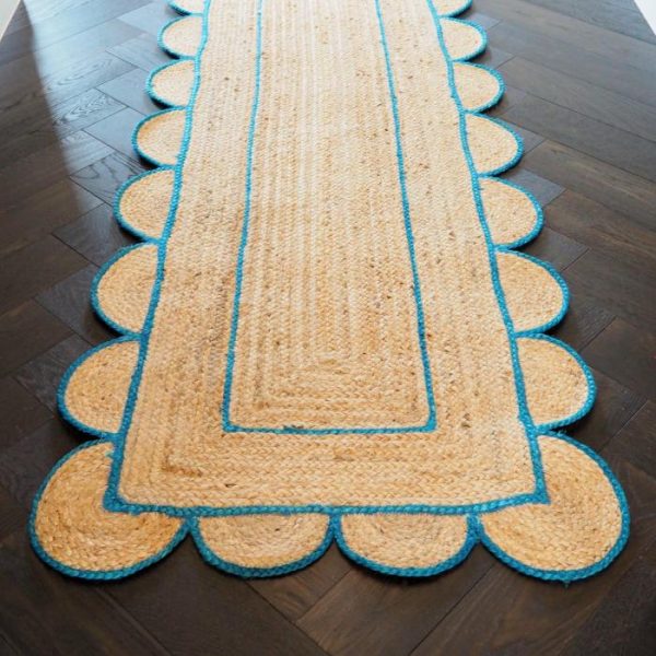 Jute Rugs | Handmade Blue Mini Scalloped Jute Rug, 2′ x 3′ Jute Rugs Jute Rugs