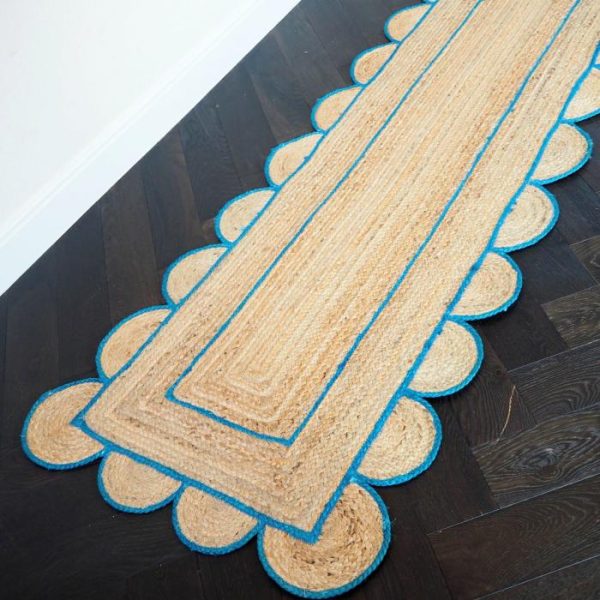 Jute Rugs | Handmade Blue Mini Scalloped Jute Rug, 2′ x 3′ Jute Rugs Jute Rugs