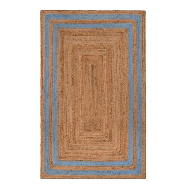 Jute Rugs | Handmade Chic Blue Borders Jute Rug, 2′ x 3′ Jute Rugs Jute Rugs