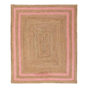 Jute Rugs | Handmade Chic Pink Borders Jute Rug, 2′ x 3′ Jute Rugs Jute Rugs