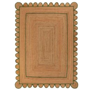 Jute Rugs | Handmade Green Scalloped Jute Rug, 2′ x 3′ Jute Rugs Jute Rugs