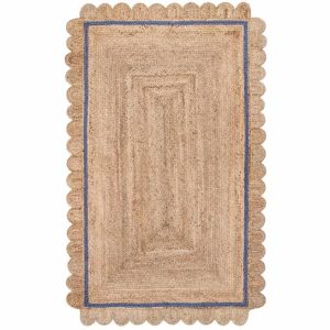 Jute Rugs | Handmade Mini Scallop Jute Rug – Blue, 2′ x 3′ Jute Rugs Jute Rugs