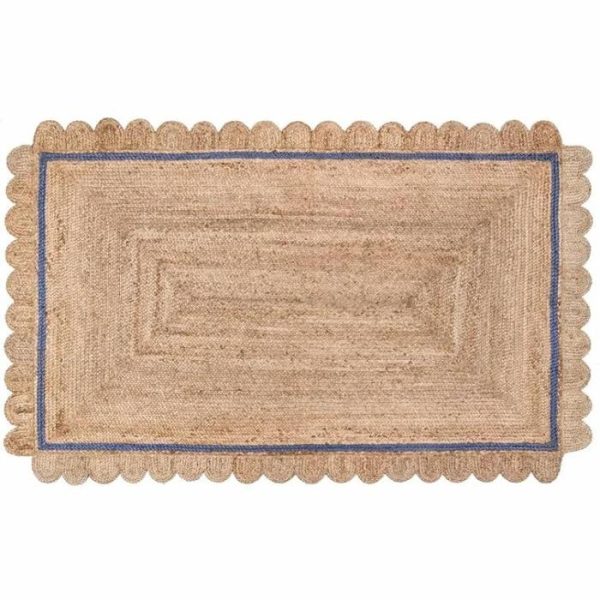 Jute Rugs | Handmade Mini Scallop Jute Rug – Blue, 2′ x 3′ Jute Rugs Jute Rugs