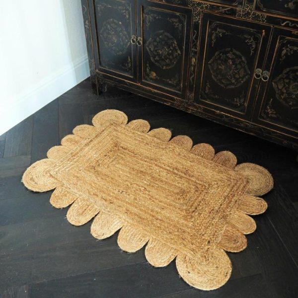 Jute Rugs | Handmade Mini Scalloped Jute Rug – Natural Color, 2′ x 3′ Jute Rugs Jute Rugs