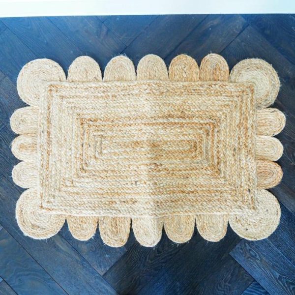 Jute Rugs | Handmade Mini Scalloped Jute Rug – Natural Color, 2′ x 3′ Jute Rugs Jute Rugs