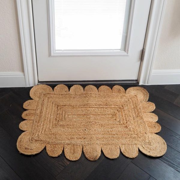 Jute Rugs | Handmade Mini Scalloped Jute Rug – Natural Color, 2′ x 3′ Jute Rugs Jute Rugs