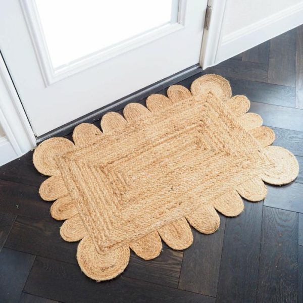 Jute Rugs | Handmade Mini Scalloped Jute Rug – Natural Color, 2′ x 3′ Jute Rugs Jute Rugs