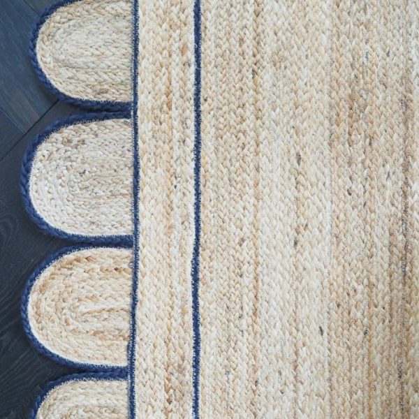 Jute Rugs | Handmade Navy Blue Scalloped Jute Rug, 2′ x 3′ Jute Rugs Jute Rugs