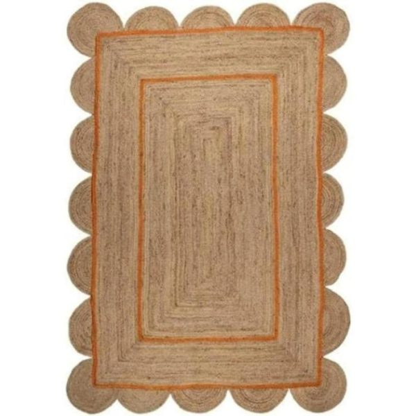 Jute Rugs | Handmade Orange Scalloped Jute Rug, 2′ x 3′ Jute Rugs Jute Rugs