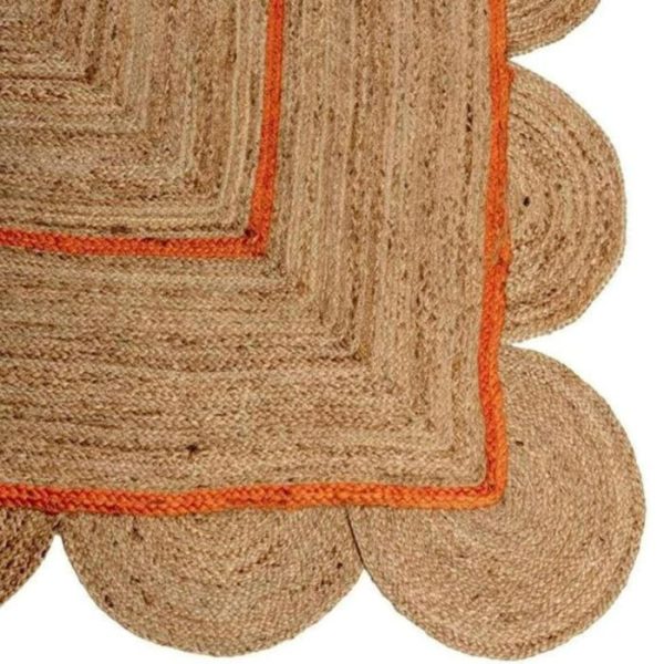 Jute Rugs | Handmade Orange Scalloped Jute Rug, 2′ x 3′ Jute Rugs Jute Rugs