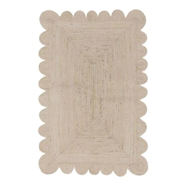 Jute Rugs | Handmade Scalloped Jute Rug – Natural White, 2′ x 3′ Jute Rugs Jute Rugs