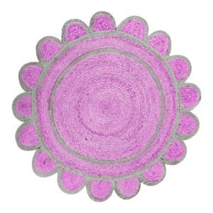 Jute Rugs | Handmade Scalloped Round Jute Rug – Pink, 3′ x 3′ Jute Rugs Jute Rugs