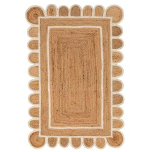 Jute Rugs | Handmade White Scalloped Jute Rug, 2′ x 3′ Jute Rugs Jute Rugs