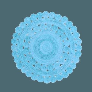 Jute Rugs | Maia Classic Circles Round Jute Rug – Blue, 2′ x 2′ Jute Rugs Jute Rugs