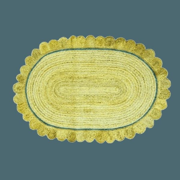 Jute Rugs | Mustard Scalloped Jute Rug, 2′ x 3′ Jute Rugs Jute Rugs