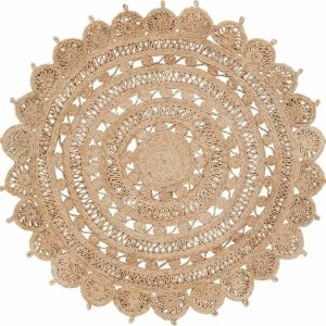 Jute Rugs | Natural Angkor Round Jute Rug, 3′ x 3′ Jute Rugs Jute Rugs