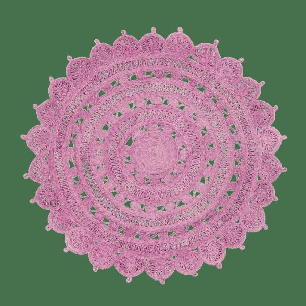 Jute Rugs | Pink Angkor Round Jute Rug, 3′ x 3′ Jute Rugs Jute Rugs