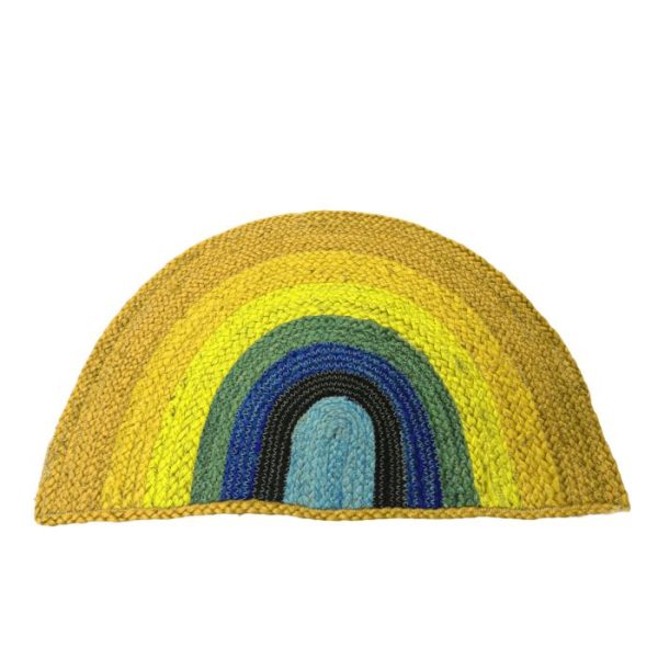 Jute Rugs | Rainbow Half Moon Accent Jute Rug – Yellow Accent Rugs Accent Rugs