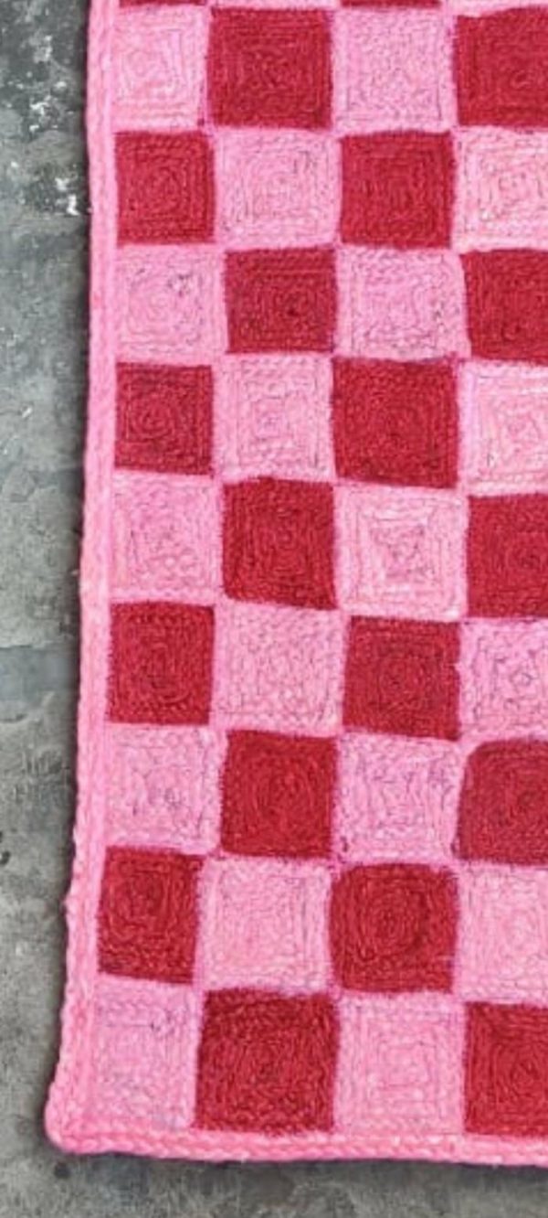 Jute Rugs | Red Checker Jute Rug, 2′ x 3′ Jute Rugs Jute Rugs