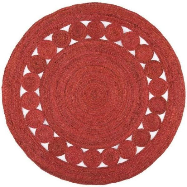 Jute Rugs | Red Round Jute Rug, 2′ x 2′ Jute Rugs Jute Rugs