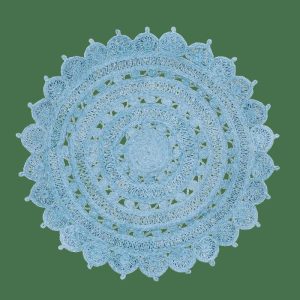 Jute Rugs | Sky Blue Angkor Round Jute Rug, 3′ x 3′ Jute Rugs Jute Rugs