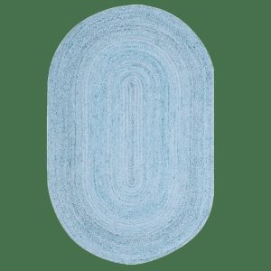 Jute Rugs | Sky Blue Elongated Oval Jute Rug, 2′ x 3′ Jute Rugs Jute Rugs