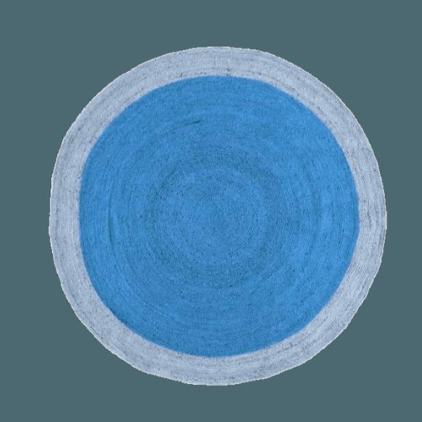 Jute Rugs | Two Toned Blue Round Jute Rug, 2′ x 2′ Jute Rugs Jute Rugs