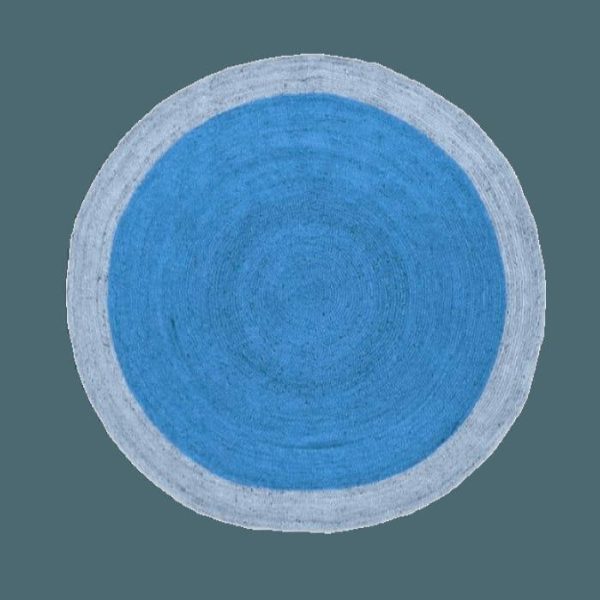 Jute Rugs | Two Toned Blue Round Jute Rug, 2′ x 2′ Jute Rugs Jute Rugs