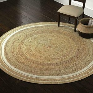 Jute Rugs | White Trim Natural Hanna Hand Braided Round Jute Rug, 2′ x 2′ Jute Rugs Jute Rugs