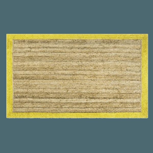 Jute Rugs | Yellow Bordered Natural Jute Rug, 2′ x 3′ Jute Rugs Jute Rugs