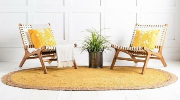 Jute Rugs | Yellow Oval Jute Rug, 2′ x 3′ Jute Rugs Jute Rugs