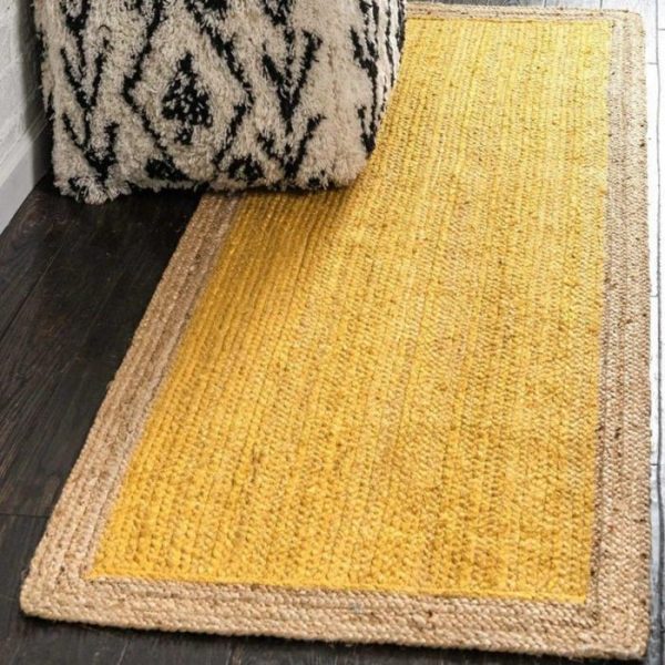 Jute Rugs | Yellow Rectangular Jute Rug, 2.5′ x 6′ Jute Rugs Jute Rugs