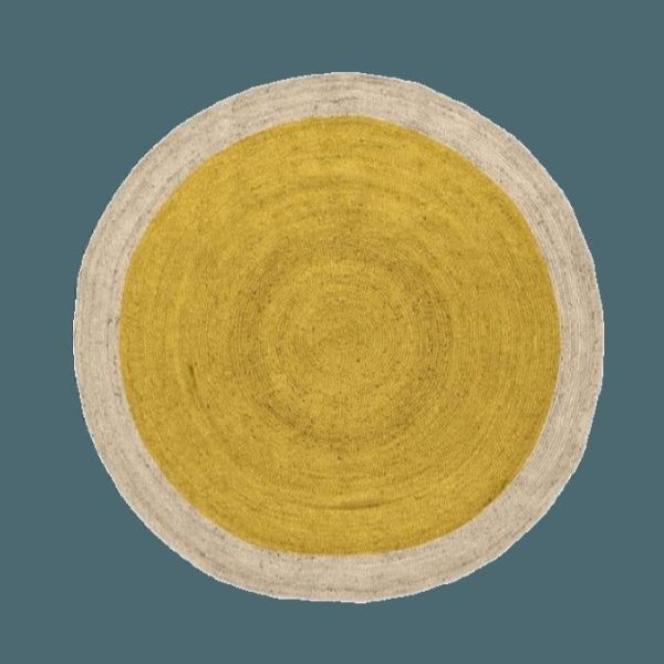 Jute Rugs | Yellow Round Jute Rug, 2′ x 2′ Jute Rugs Jute Rugs