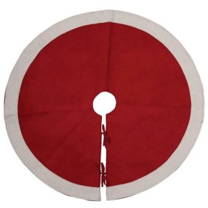 Lifestyle | Wool Felt White Trim & Tie Closures Tree Skirt Home Decoration Lifestyle