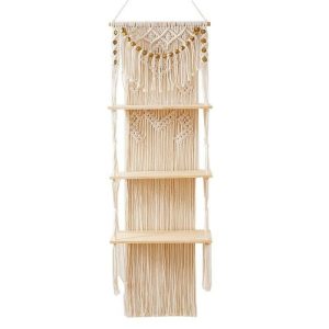 Macrame Wall Art | 3-Tier Floating Macrame Wall Hanging Shelf Macrame Wall Art Macrame Wall Art