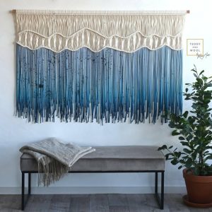 Macrame Wall Art | Beauty In The Water Extra Large Dyed Fiber Wall Hanging Macrame Macrame Wall Art Macrame Wall Art