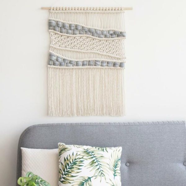 Macrame Wall Art | Bohemian Large Wall Hanging Macrame Tapestry – "Organic Gray" Macrame Wall Art Macrame Wall Art