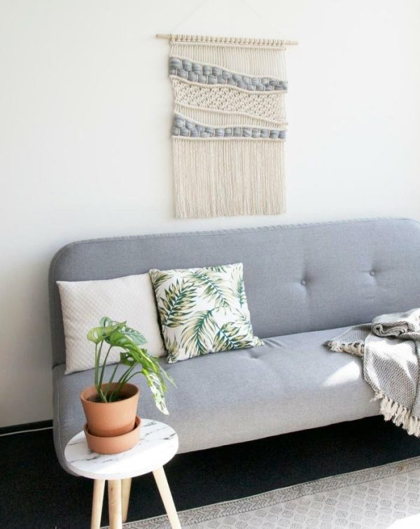 Macrame Wall Art | Bohemian Large Wall Hanging Macrame Tapestry – "Organic Gray" Macrame Wall Art Macrame Wall Art