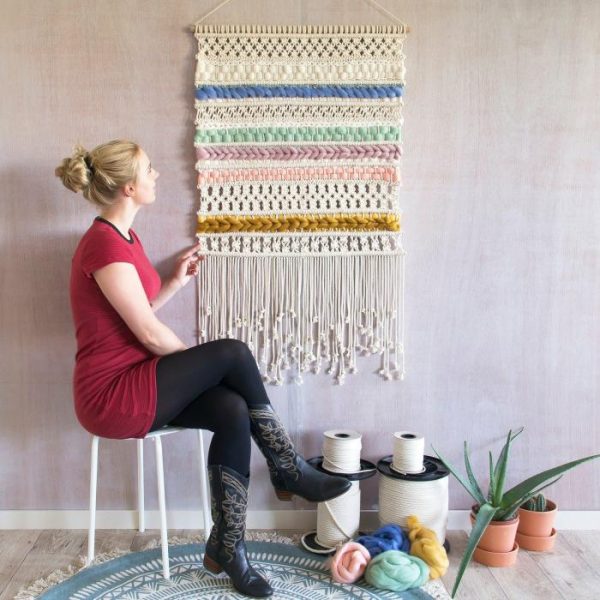 Macrame Wall Art | Dianne Macrame Wall Hanging – Pastel Colored Wall Art Macrame Wall Art Macrame Wall Art