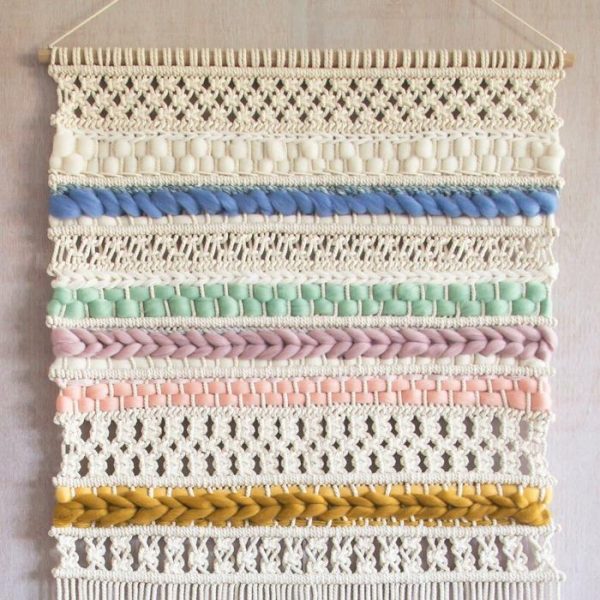 Macrame Wall Art | Dianne Macrame Wall Hanging – Pastel Colored Wall Art Macrame Wall Art Macrame Wall Art