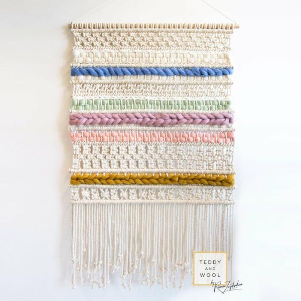 Macrame Wall Art | Dianne Macrame Wall Hanging – Pastel Colored Wall Art Macrame Wall Art Macrame Wall Art