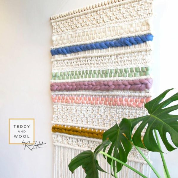 Macrame Wall Art | Dianne Macrame Wall Hanging – Pastel Colored Wall Art Macrame Wall Art Macrame Wall Art