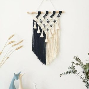 Macrame Wall Art | Hand-Woven Fringed Macrame Wall Tapestry Macrame Wall Art Macrame Wall Art