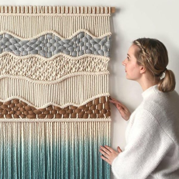 Macrame Wall Art | Macrame Wall Hanging , Woven And Dyed Tapestry – Mountain Peaks Macrame Wall Art Macrame Wall Art