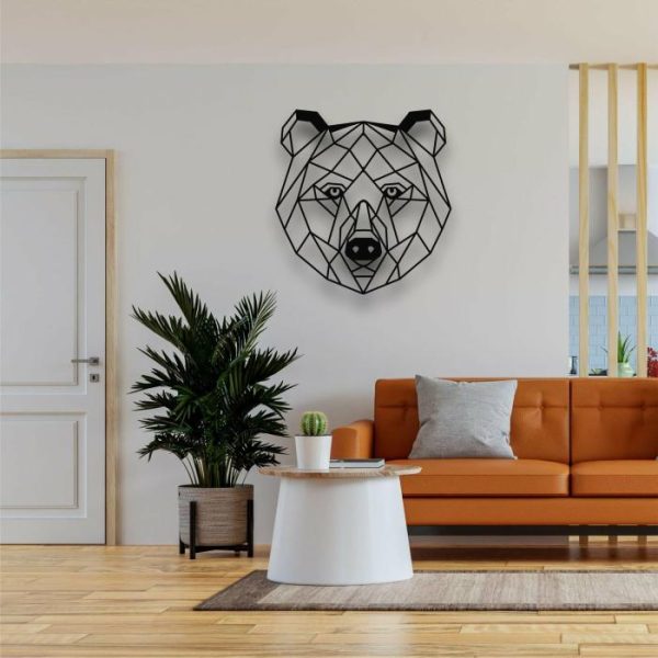 Metal Wall Art | Geometric Bear Head Metal Wall Art, 17" W x 18" H / 43 x 45 cm Metal Wall Art Metal Wall Art