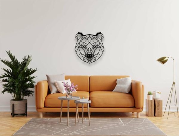 Metal Wall Art | Geometric Bear Head Metal Wall Art, 17" W x 18" H / 43 x 45 cm Metal Wall Art Metal Wall Art