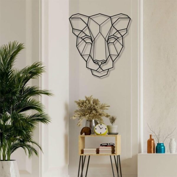 Metal Wall Art | Geometric Lion Face Metal Wall Art, 17" W x 18" H / 43 x 45 cm Metal Wall Art Metal Wall Art