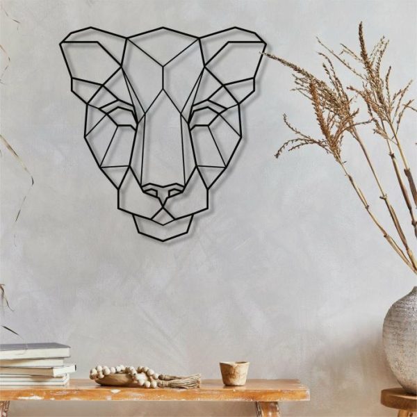 Metal Wall Art | Geometric Lion Face Metal Wall Art, 17" W x 18" H / 43 x 45 cm Metal Wall Art Metal Wall Art