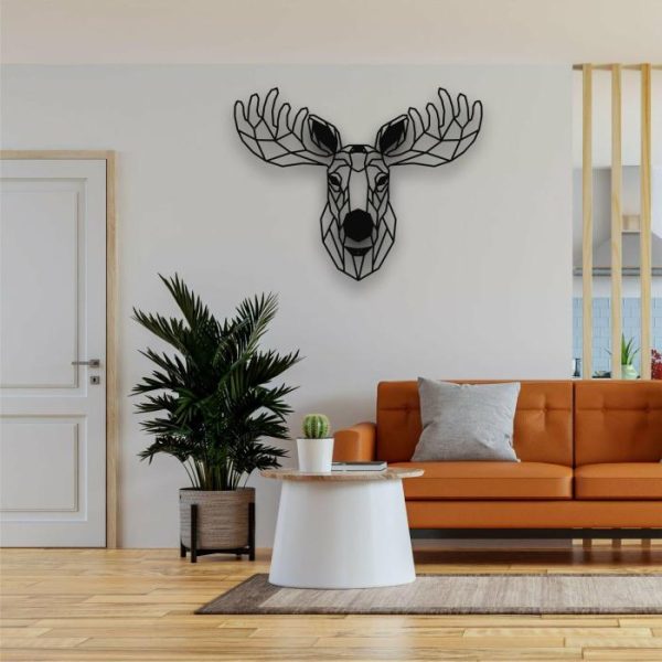 Metal Wall Art | Geometric Moose Head Metal Wall Art, 18"W x 14"H/45x35cm inches Metal Wall Art Metal Wall Art